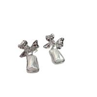 Resin Zinc Alloy Earring, with Resin, Bowknot, silver color plated, fashion jewelry & for woman, silver color 