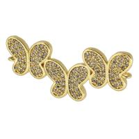Cubic Zirconia Micro Pave Brass Connector, Butterfly, real gold plated, micro pave cubic zirconia, gold Approx 0.5mm 