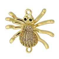 Cubic Zirconia Micro Pave Brass Connector, Spider, real gold plated, micro pave cubic zirconia, gold Approx 1mm 