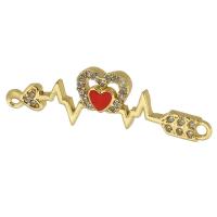 Cubic Zirconia Micro Pave Brass Connector, real gold plated, micro pave cubic zirconia & enamel, gold Approx 1mm 