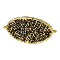 Cubic Zirconia Micro Pave Brass Connector, real gold plated, micro pave cubic zirconia, black Approx 1mm 