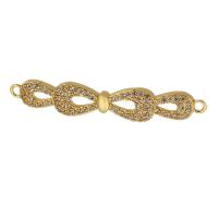 Cubic Zirconia Micro Pave Brass Connector, Bowknot, real gold plated, micro pave cubic zirconia, gold Approx 1mm 