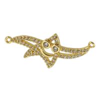 Cubic Zirconia Micro Pave Brass Connector, Starfish, real gold plated, micro pave cubic zirconia, gold Approx 1mm 
