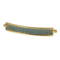Cubic Zirconia Micro Pave Brass Connector, real gold plated, micro pave cubic zirconia, blue Approx 1mm 