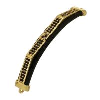 Cubic Zirconia Micro Pave Brass Connector, real gold plated, micro pave cubic zirconia & enamel, black Approx 1mm 