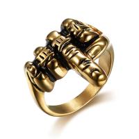 Titanium Steel Finger Ring, gold color plated & for man, gold 