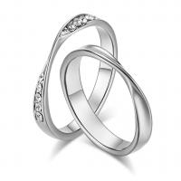 Titanium Steel Finger Ring, plated, Unisex & with rhinestone 