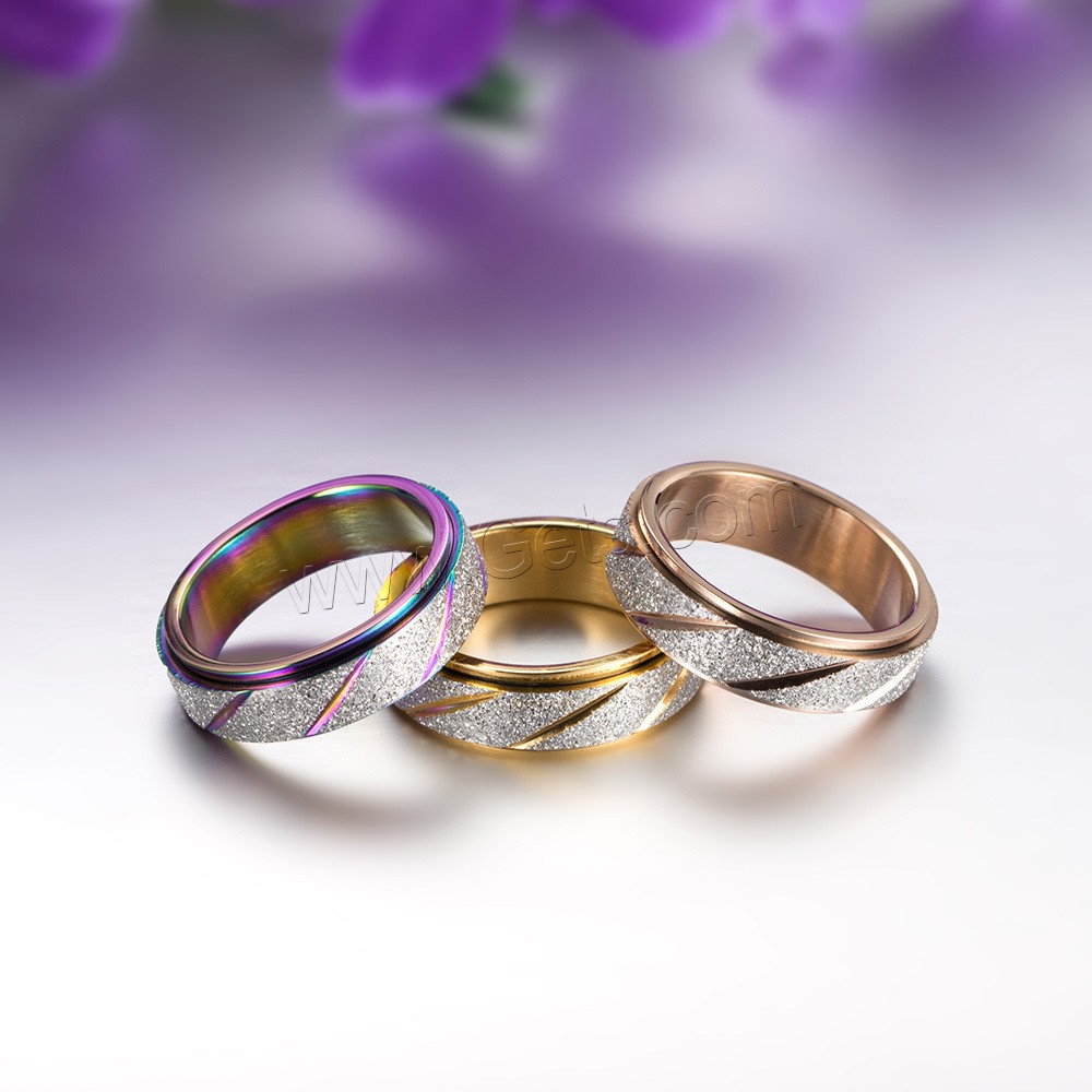 Titanium Steel Finger Ring, plated, different size for choice & for woman & frosted, more colors for choice, Sold By PC