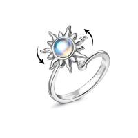 Cubic Zirconia Micro Pave Brass Finger Ring, with Opal, Flower, platinum plated, rotatable & adjustable & micro pave cubic zirconia & for woman, US Ring 