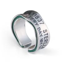 Палец кольцо-латунь, Латунь, плакированный цветом под старое серебро, Мужская & регулируемый & с письмо узором, продается PC