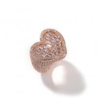 Cubic Zirconia Micro Pave Brass Finger Ring, Heart, plated, Unisex & micro pave cubic zirconia 22mm, US Ring 