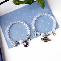Glass Jewelry Beads Bracelets, Zinc Alloy, with Glass Beads, plated & for woman & enamel, white Approx 14-20 cm 