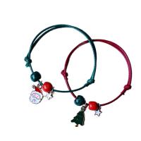 Zinc Alloy Bracelet, with Wax Cord, Christmas Design & Adjustable & for woman & enamel Approx 14-20 cm 