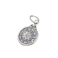 Thailand Sterling Silver Pendants, Flat Round, Antique finish, DIY, silver color Approx 4mm 