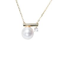 Freshwater Pearl Brass Necklace, with Brass, gold color plated, fashion jewelry & for woman & with rhinestone 9-9.5mm Approx 16.54 Inch 