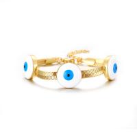 Evil Eye Jewelry Bracelet, Brass, with 5cm extender chain, gold color plated & for woman & enamel Approx 16 cm 