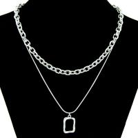 Stainless Steel Jewelry Necklace, 304 Stainless Steel, with 1.97inch extender chain, 2 pieces & fashion jewelry & for woman, original color Approx 15.75 Inch, Approx 18.5 Inch 