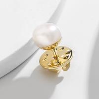 Freshwater Pearl Brooch, Brass, with Freshwater Pearl, Plating champagne gold, fashion jewelry & for woman 