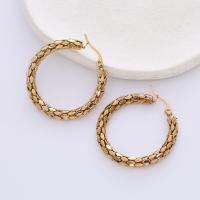 Stainless Steel Hoop Earring, 316L Stainless Steel, 18K gold plated, fashion jewelry & for woman, golden, 35mm 