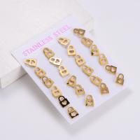 Stainless Steel Stud Earring, 316L Stainless Steel, Lock, 18K gold plated, fashion jewelry & for woman, golden 