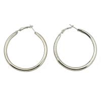 Zinc Alloy Hoop Earring, Donut, silver color plated, fashion jewelry & for woman, silver color, Inner Approx 42mm 