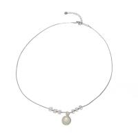 Titanium Steel Jewelry Necklace, with Glass Beads & Resin, with 6.5cm extender chain, Dome, fashion jewelry & for woman, original color cm 