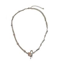 Titanium Steel Jewelry Necklace, with Glass Rhinestone & zinc alloy pendant, with 6.5cm extender chain, Heart, silver color plated, fashion jewelry & for woman cm 