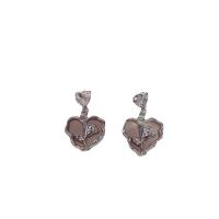 Zinc Alloy Rhinestone Drop Earring, with Glass Rhinestone, Heart, silver color plated, fashion jewelry & for woman & enamel 