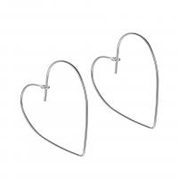 Sterling Silver Earring Drop Component, 925 Sterling Silver, Heart, plated, DIY & hollow 