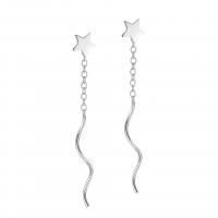 Sterling Silver Thread Through Earrings, 925 Sterling Silver, Star, plated, fashion jewelry & for woman 