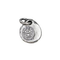 Thailand Sterling Silver Pendants, Flat Round, Antique finish, DIY, silver color Approx 5mm 