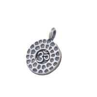 Thailand Sterling Silver Pendant, Flat Round, Antique finish, DIY, silver color Approx 2mm 