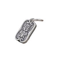 Thailand Sterling Silver Pendant, Antique finish, DIY & double-sided, silver color Approx 4mm 