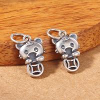 Thailand Sterling Silver Pendants, Bear, Antique finish, DIY, silver color Approx 4mm 