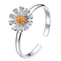 Палец кольцо-латунь, Латунь, Форма цветка, плакирован серебром, ювелирные изделия моды & Женский, два разных цвета, 20mm, продается PC