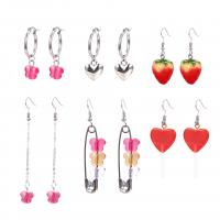Resin Zinc Alloy Earring, with Resin, silver color plated, 2 pieces & fashion jewelry & for woman 
