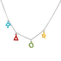 Enamel Zinc Alloy Necklace, with 5cm extender chain, silver color plated, fashion jewelry & for woman, multi-colored cm 