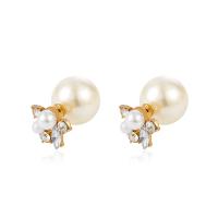 Plastic Pearl Zinc Alloy Earring, with ABS Plastic Pearl, plated, fashion jewelry & for woman & with rhinestone 20mm 
