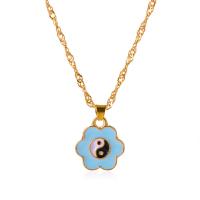 Enamel Zinc Alloy Necklace, with 5cm extender chain, gold color plated, fashion jewelry & ying yang & for woman cm 