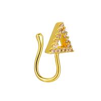 Brass Nose Clip, plated, fashion jewelry & micro pave cubic zirconia & for woman 13mm 