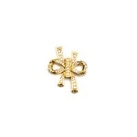 Cubic Zirconia Micro Pave Brass Connector, Bowknot, 18K gold plated, DIY & micro pave cubic zirconia 