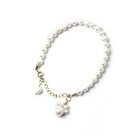 Cultured Freshwater Pearl Brass Bracelet, with Freshwater Pearl, with 5 extender chain, fashion jewelry & for woman cm 