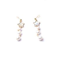 Boucles d'oreilles d'eau douce de Perle , laiton, avec perle d'eau douce cultivée, bijoux de mode & pour femme, 60mm, Vendu par paire