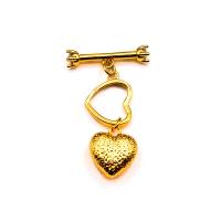 Brass Toggle Clasp, Heart, 18K gold plated, DIY & micro pave cubic zirconia, gold 