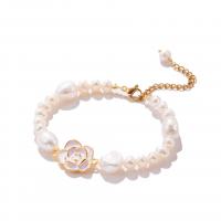 Cultured Freshwater Pearl Brass Bracelet, with Brass, with 5 extender chain, Adjustable & fashion jewelry & for woman cm 