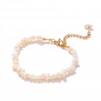 bracelet en laiton de perle d'eau douce cultivée, avec laiton, avec 5 chaînes de rallonge, Réglable & bijoux de mode & pour femme, 3mm-4mm cm, Vendu par PC
