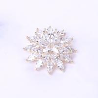Cubic Zirconia Brooch, Brass, Snowflake, fashion jewelry & micro pave cubic zirconia & for woman 