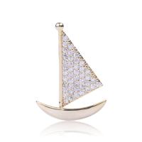 Cubic Zirconia Brooch, Brass, Ship, fashion jewelry & micro pave cubic zirconia & for woman 
