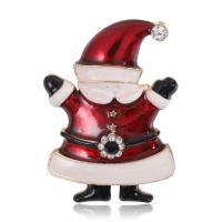 Christmas Jewelry Brooch , Zinc Alloy, Santa Claus, Christmas Design & fashion jewelry & for woman & enamel & with rhinestone, red 