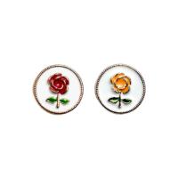 Zinc Alloy Shank Button, Rose, gold color plated, DIY & enamel 12.5mm 